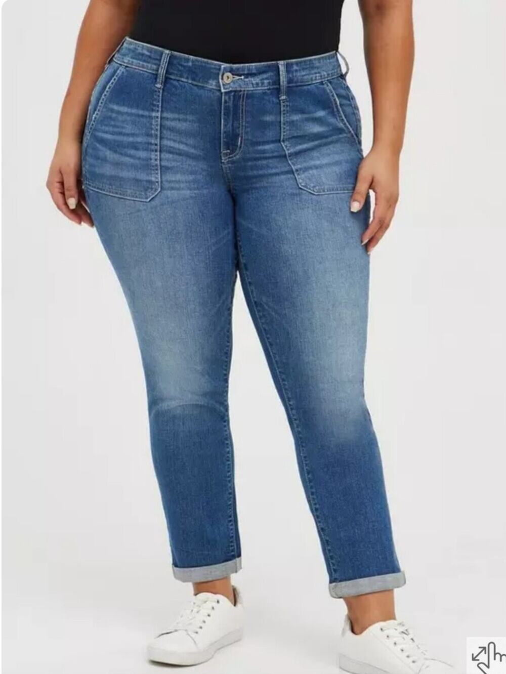 Torrid Boyfriend Vintage Stretch Dark Blue Jeans  5 Pocket Size 14T